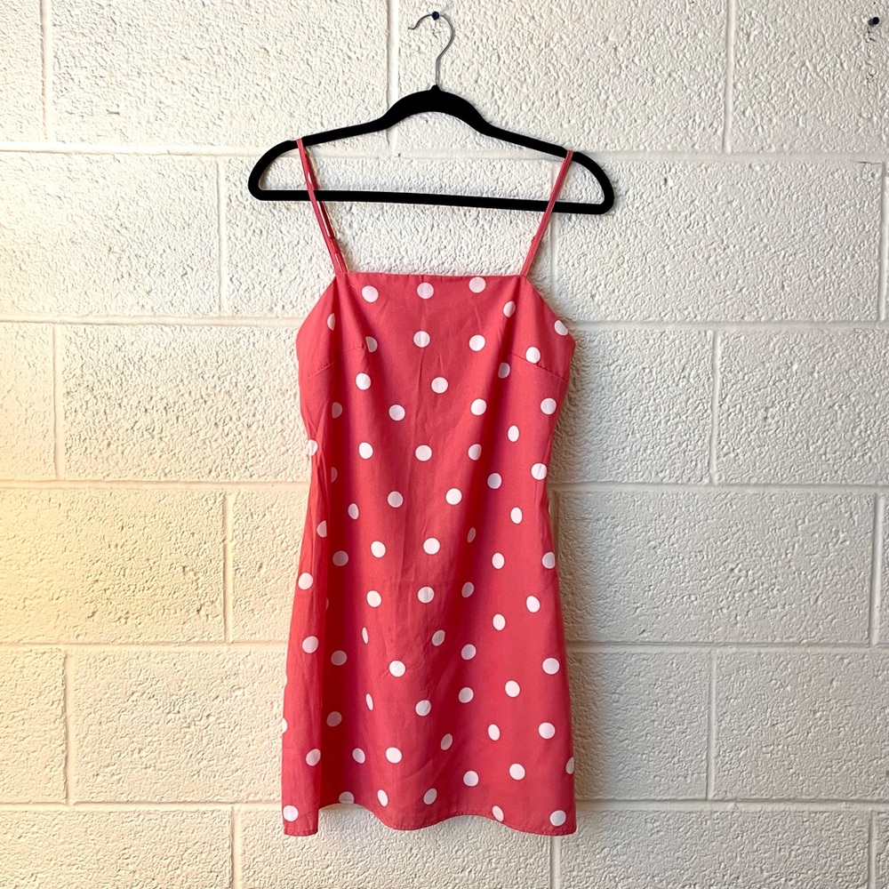 Hot pink polka-dotted mini dress from Francesca’s